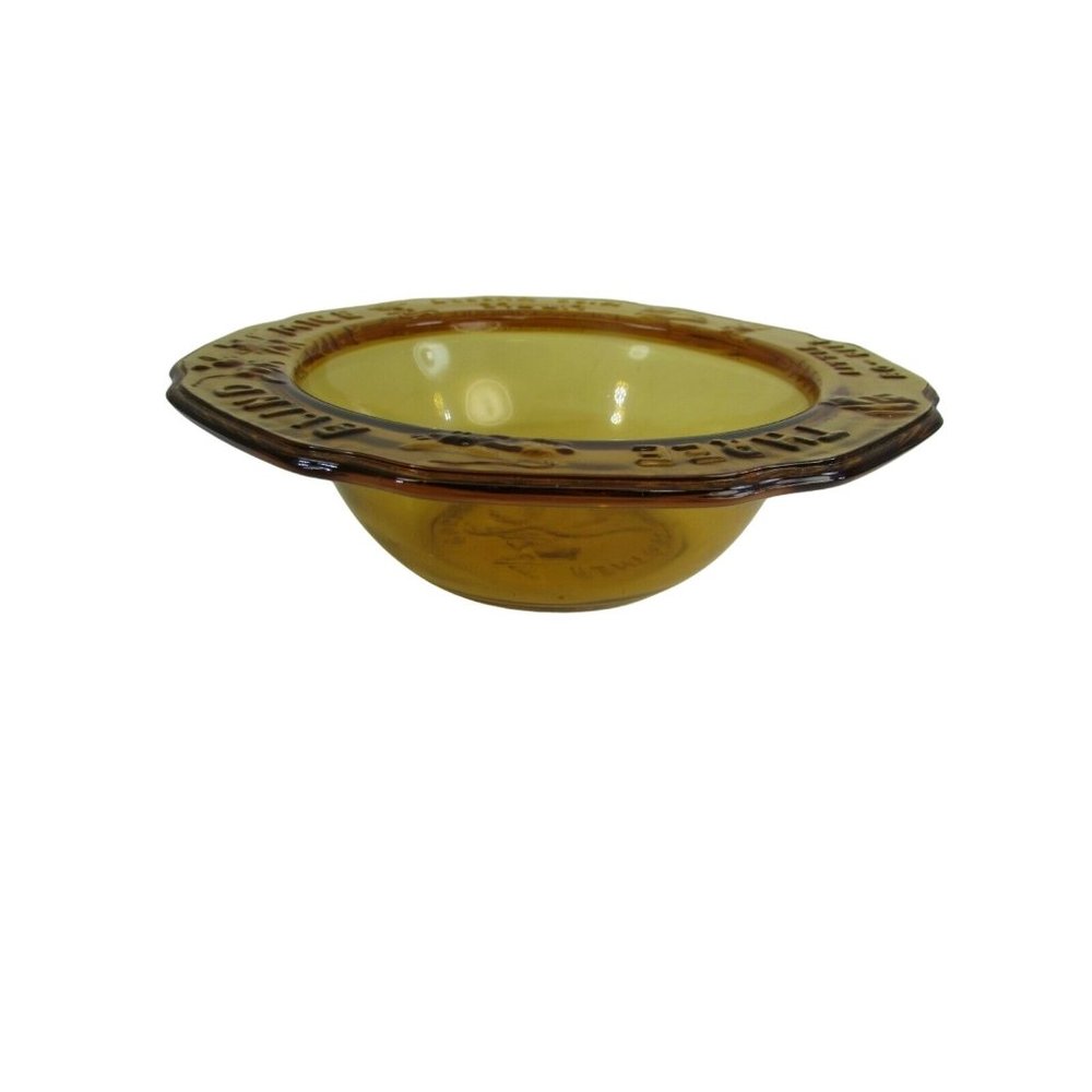 Vintage Tiara Amber Glass Bowl Three Blind Mice Miss Muffet Bo Beep Child 51116